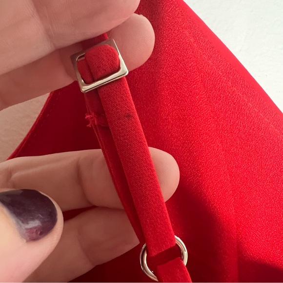 NBD NWT Cherry Red Reagan Belted Deep V-Neck Sleeveless Jumpsuit Size S - Picture 7 of 10